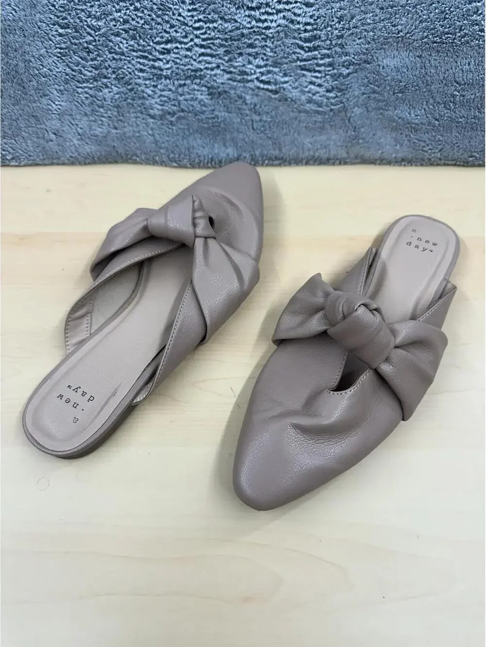 A New Day Taupe Slip On Bow Flats